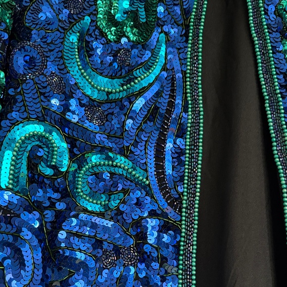 Laurence Kazar Blue and Green Sequin Blazer - Picture 2 of 5